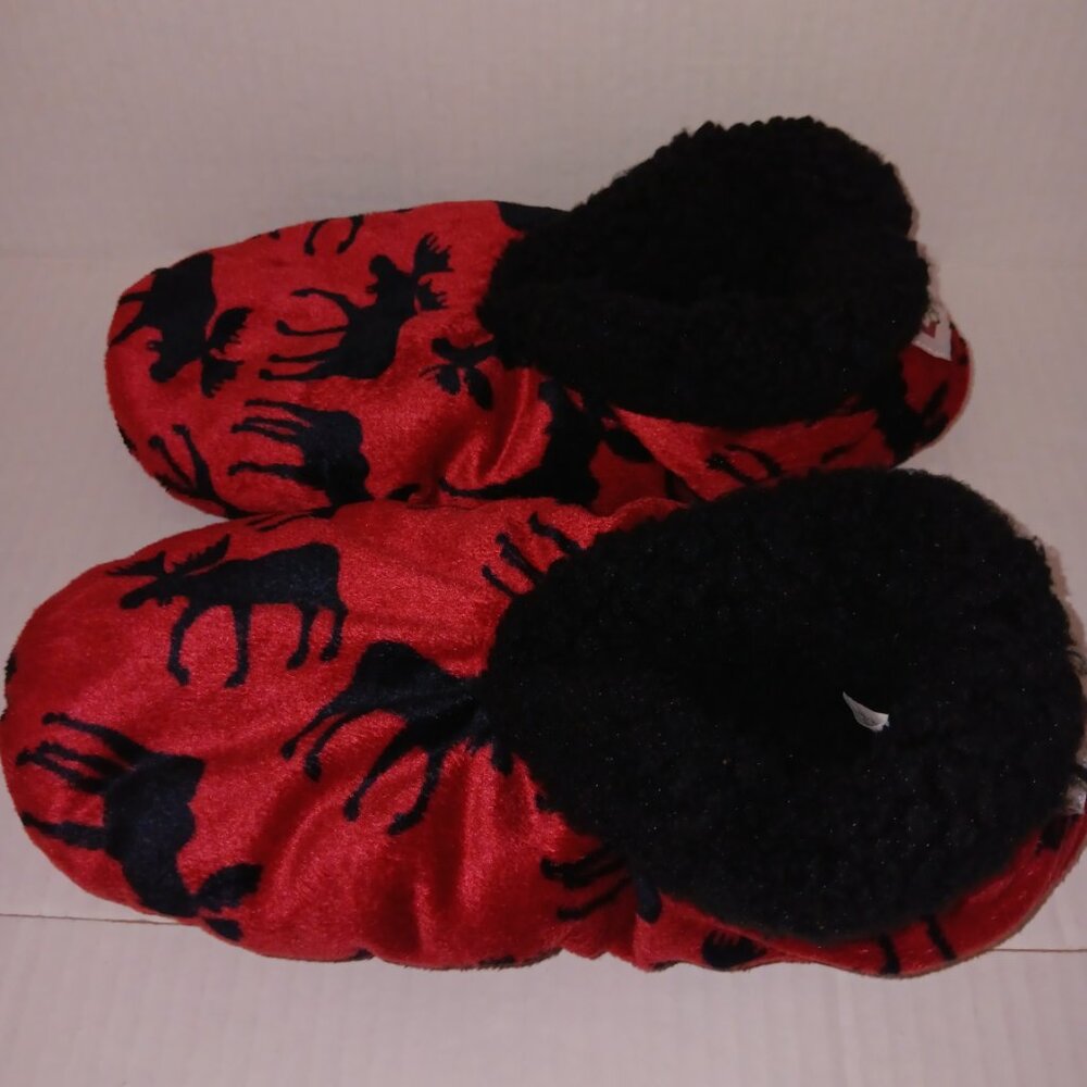 Lazy One Moose Red Fuzzy Feet Slippers - image 6